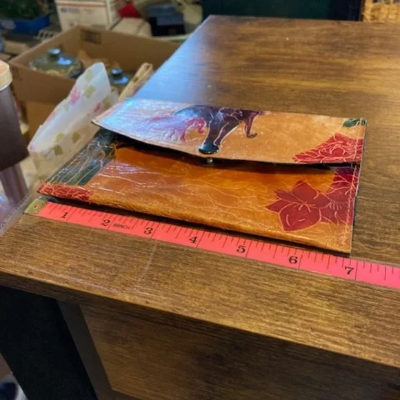 Vintage multicolor leather clutch/wallet - Picture 4 of 9